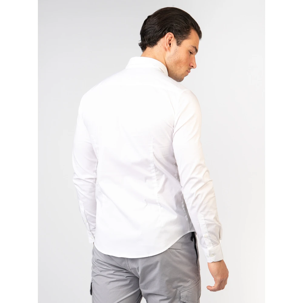 Emporio Armani Stretch getailleerd overhemd White Heren