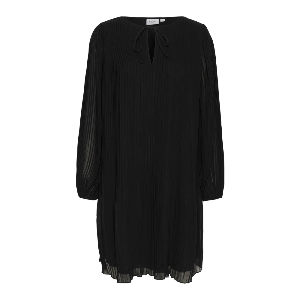 Saint Tropez Elegante Zwarte Jurk met Lange Mouwen Black Dames