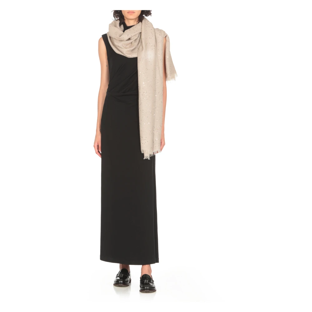 BRUNELLO CUCINELLI Elegante Zwarte Wol Lange Jurk Black Dames