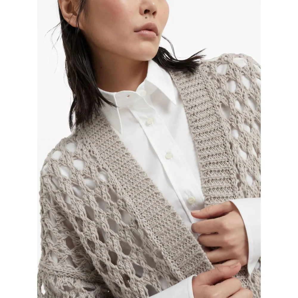 BRUNELLO CUCINELLI Roze & Paarse Gebreide Top Gray Dames