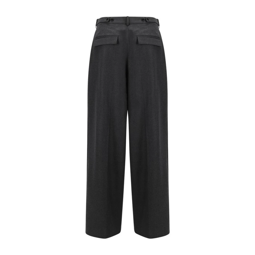 Róhe Wijde wollen broek met zakken Gray Dames