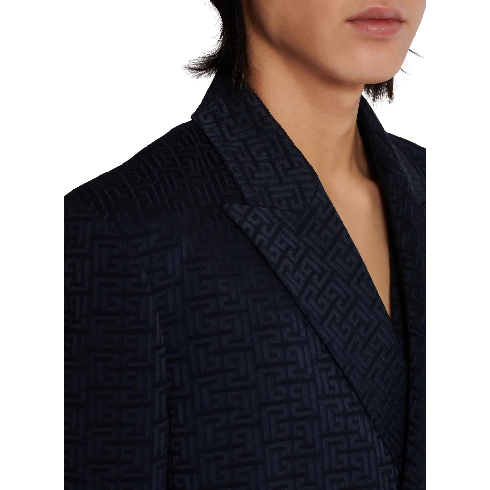Balmain PB Labyrinth satin jacquard blazer Blue Heren