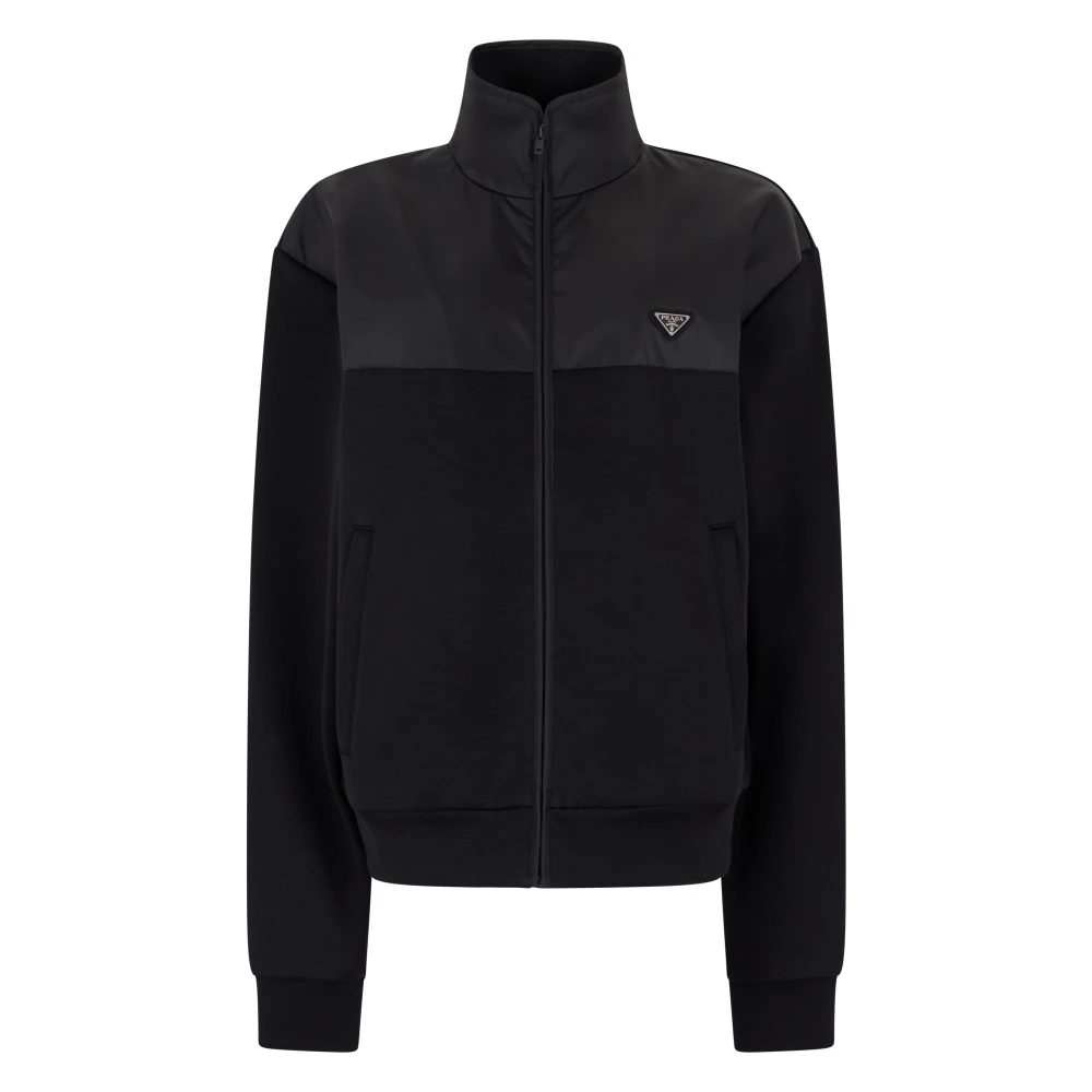 Prada Men's Black Zip-Throughs, M, Fepa Sweatshirt