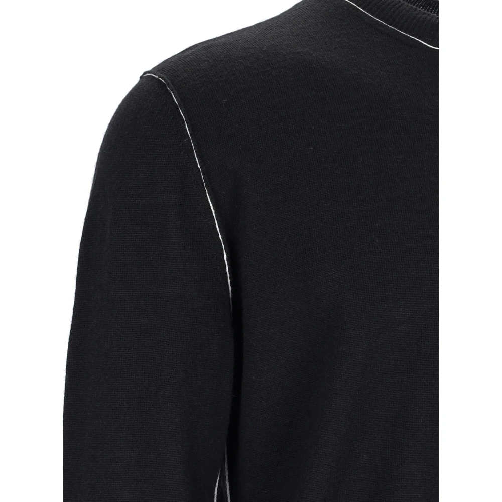 MM6 Maison Margiela Zwarte Logo Sweater met Contrastdetails Black Heren