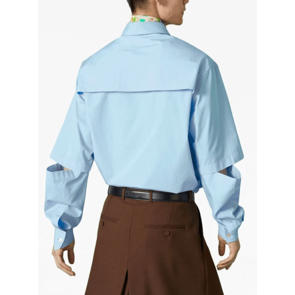 Gucci logo-geborduurd shirt met korte mouwen Blue Dames