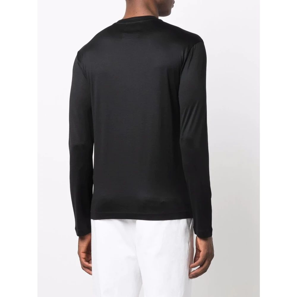 Emporio Armani Lange mouwen T-shirt van Lyocell Katoen Black Heren