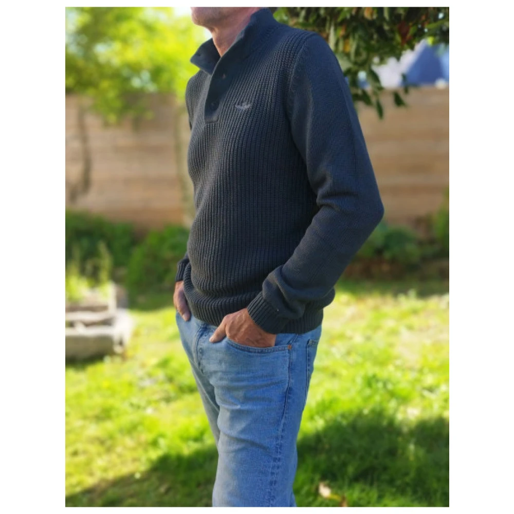 aeronautica militare Gebreide trui met knopen Blue Heren