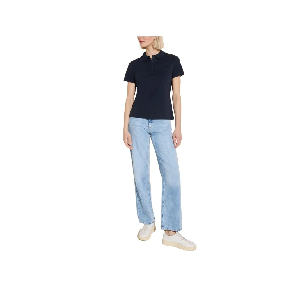 Street One Blauw Katoenen Polo Shirt Vrouwen Blue Dames