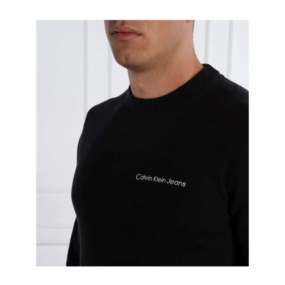 Calvin Klein Geborduurde logo katoenen trui Zwart Black Heren