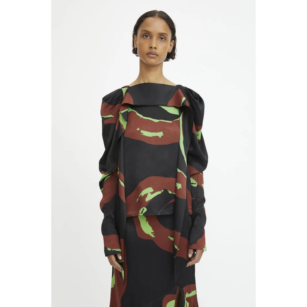 Rodebjer Swirl Blouse met Variabele Kraag Multicolor Dames