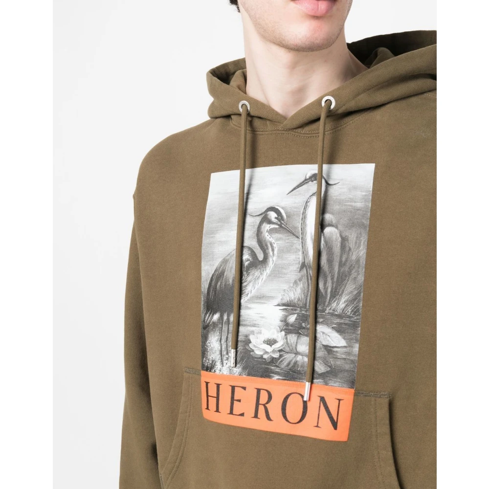 Heron Preston BW Logo Hoodie Dark Olive Black Green Heren