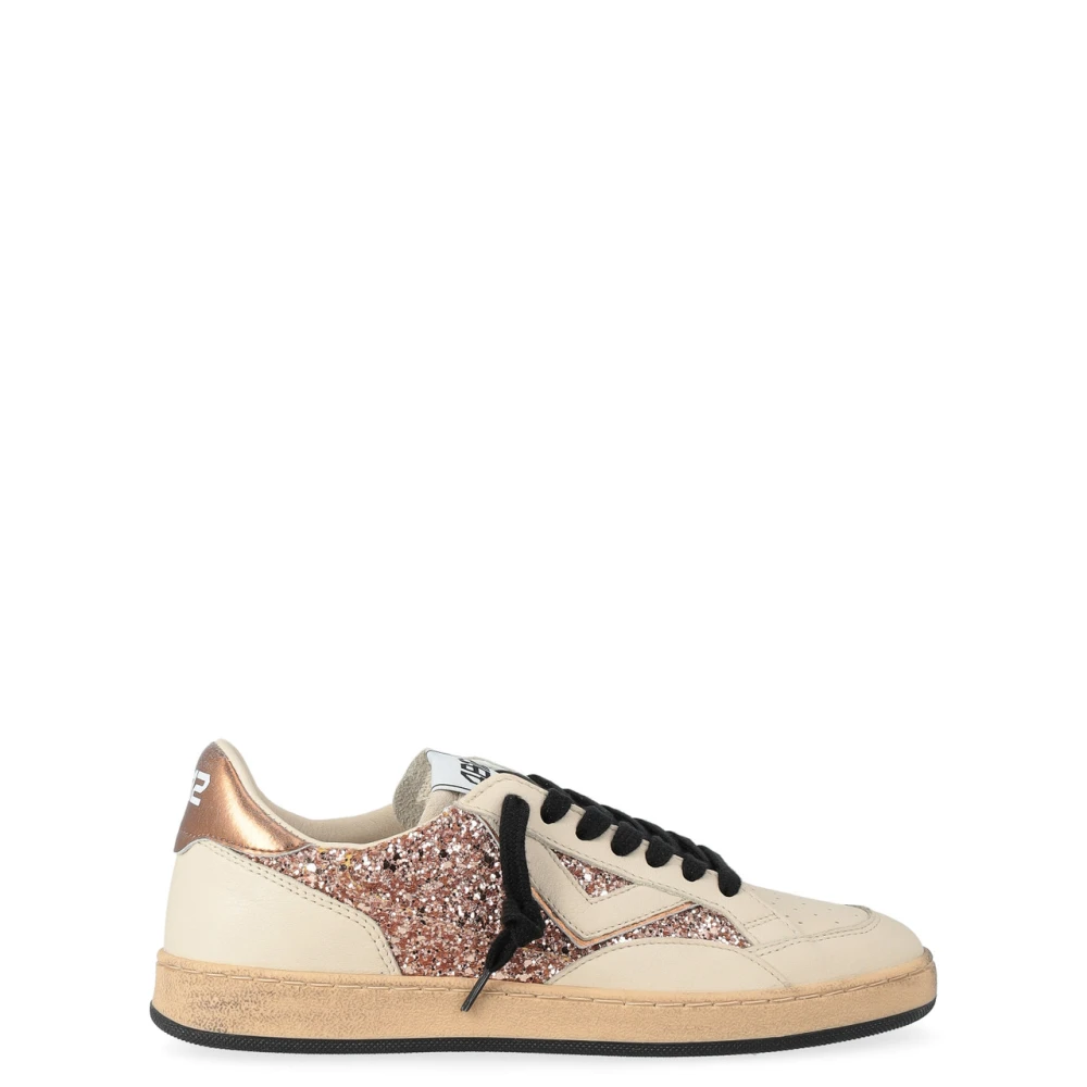 4B12 leren sneakers met glitter Dames Schoenen Beige