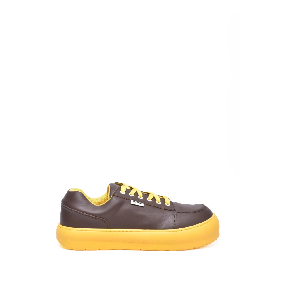 Sunnei Leren Sneakers met Rubberen Zool Heren Schoenen Bruin