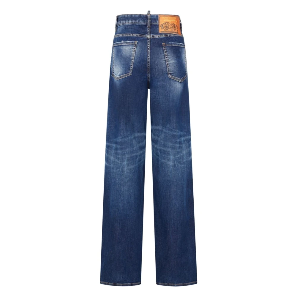 Dsquared2 Destroyed Jeans met Logo Details Blue Dames