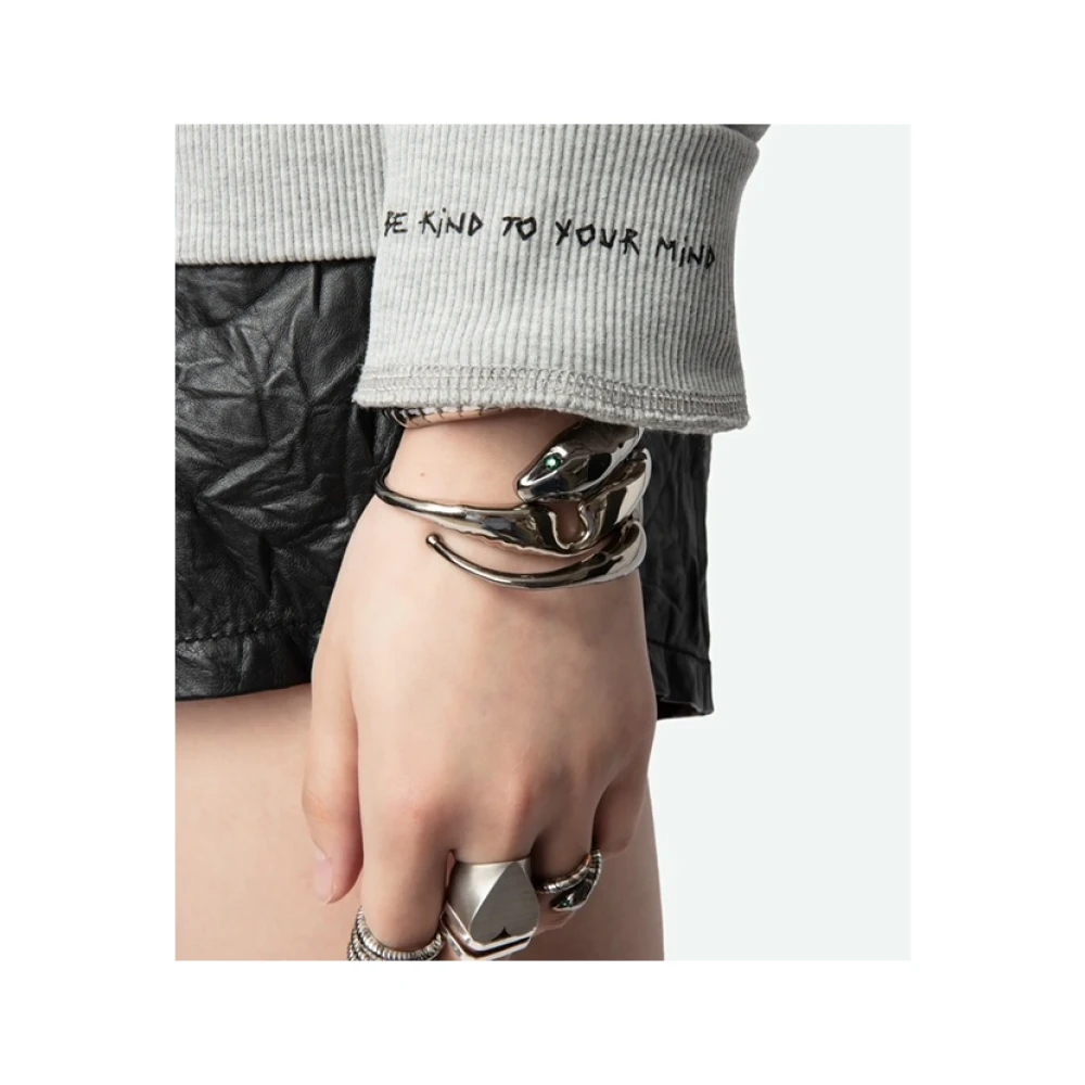 Zadig & Voltaire Grijze Sweater met Vleugels en Strass Gray Dames