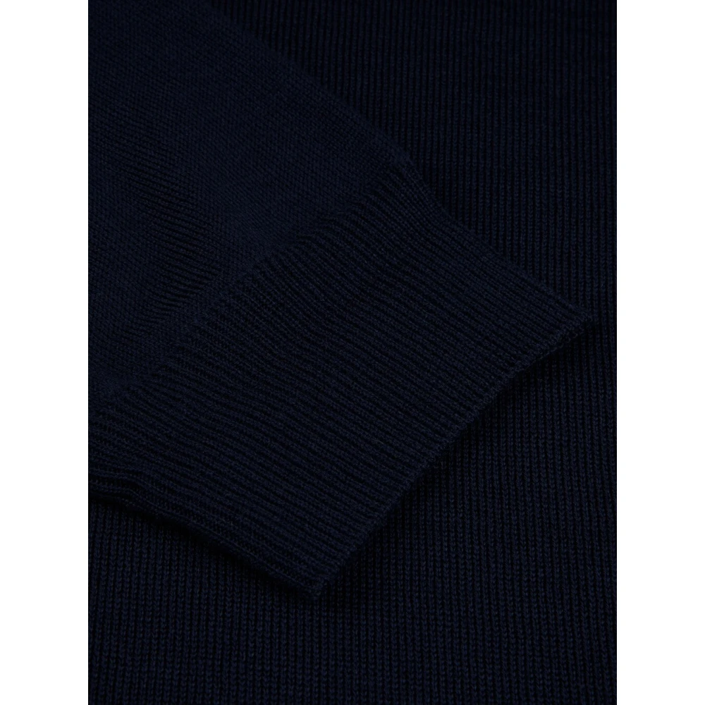 Stenströms Navy Merino Wool Crew Neck Sweater Blue Heren