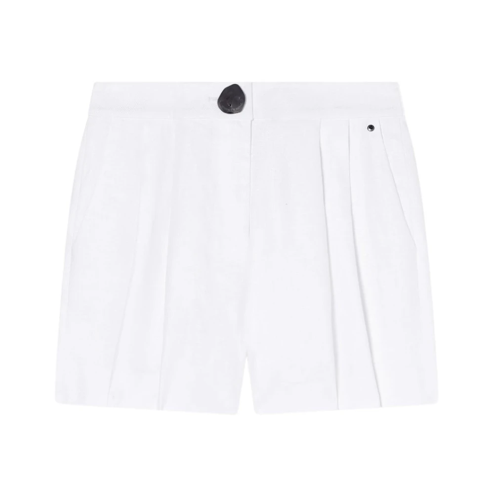 Armani Exchange Vrouw Wit Korte Broeken Dames, M, Linnen, Linnen Twill Shorts