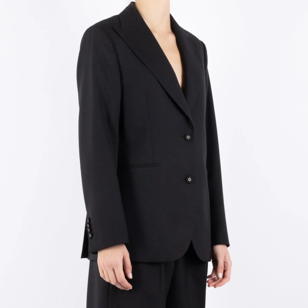 Officine Générale Zwarte wollen jas Black Dames