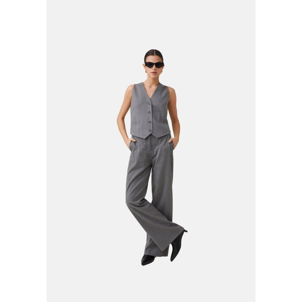 Suncoo Stijlvolle Mouwloze Jas Gray Dames