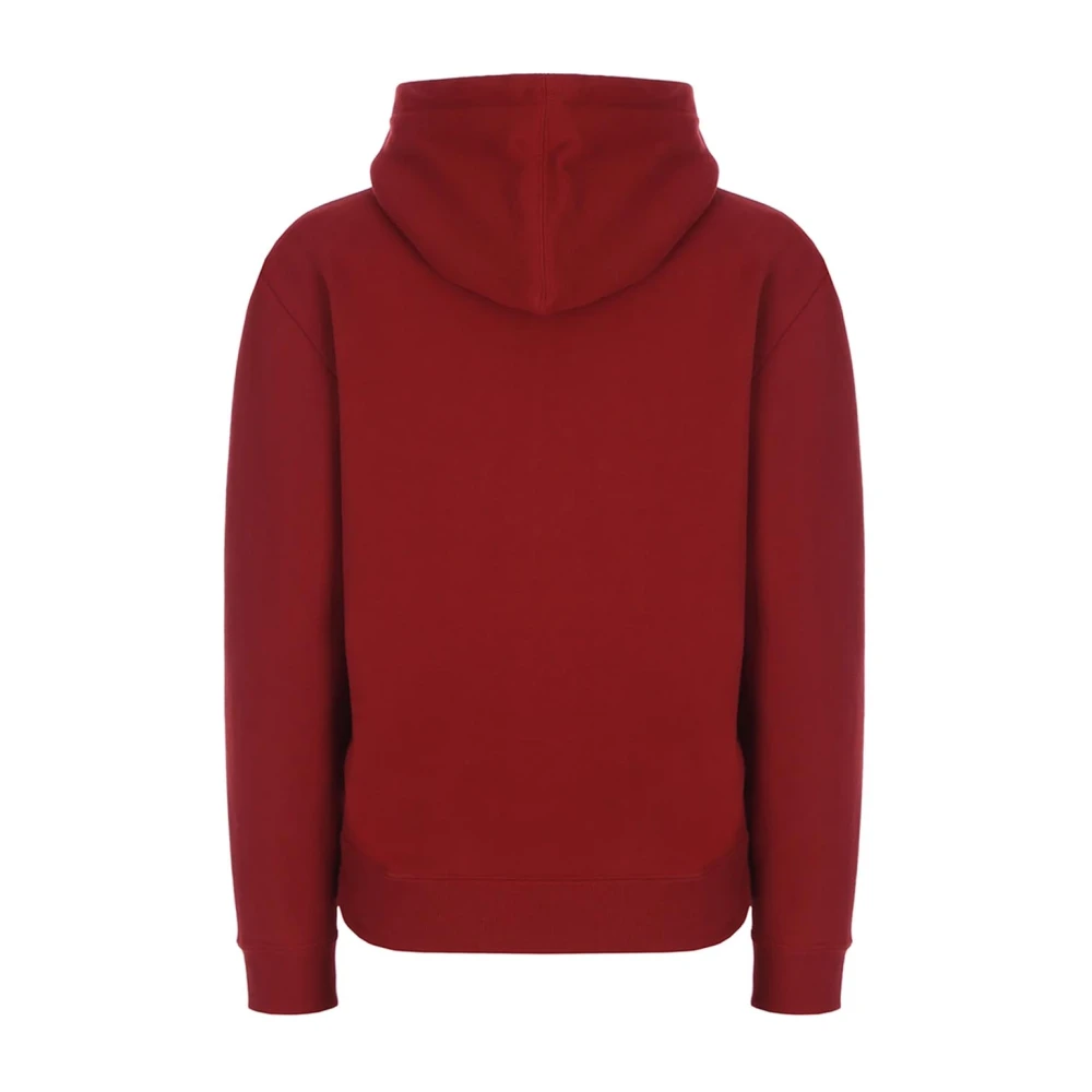 Saint Laurent Logo Hoodie van Katoenfleece Red Heren