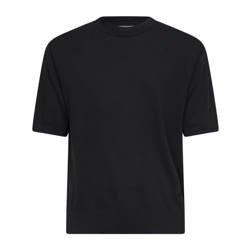 Laneus Men's Black T-Shirts, S, Knitted T-Shirt
