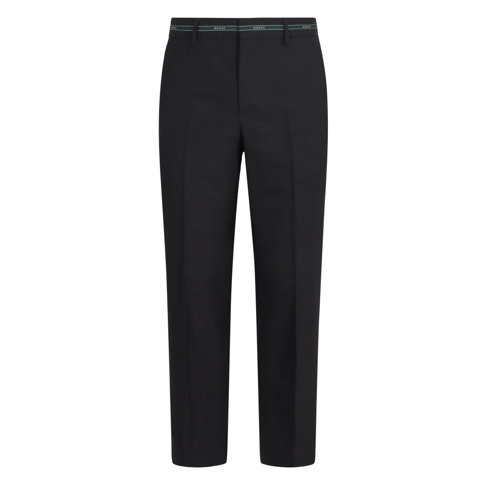 Gucci Black Straight Trousers, Male, L, Classic Wool Trousers