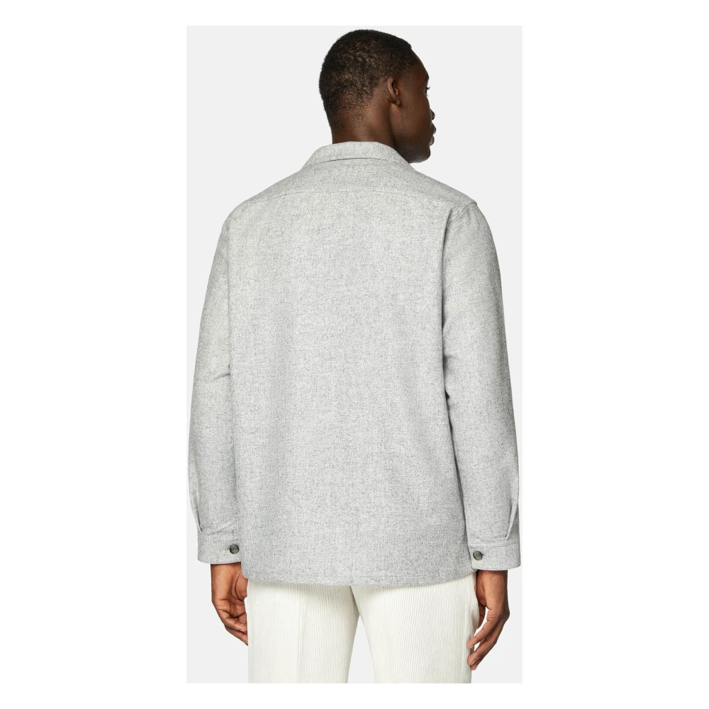 Boggi Milano Wol en Tencel Camp Overshirt Gray Heren