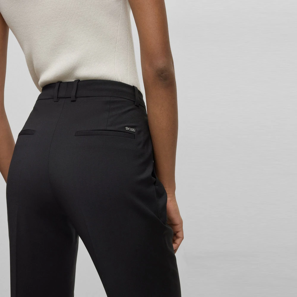 Hugo Boss Klieke Broek met Omgeslagen Zoom Black Dames