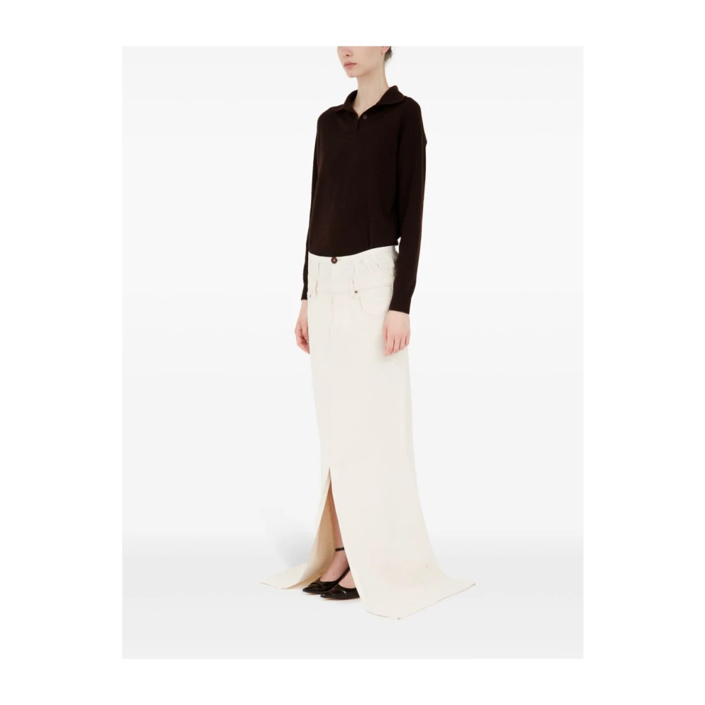 Maison Margiela Crème Denim Lange Rok met Intiem Top Effect White Dames