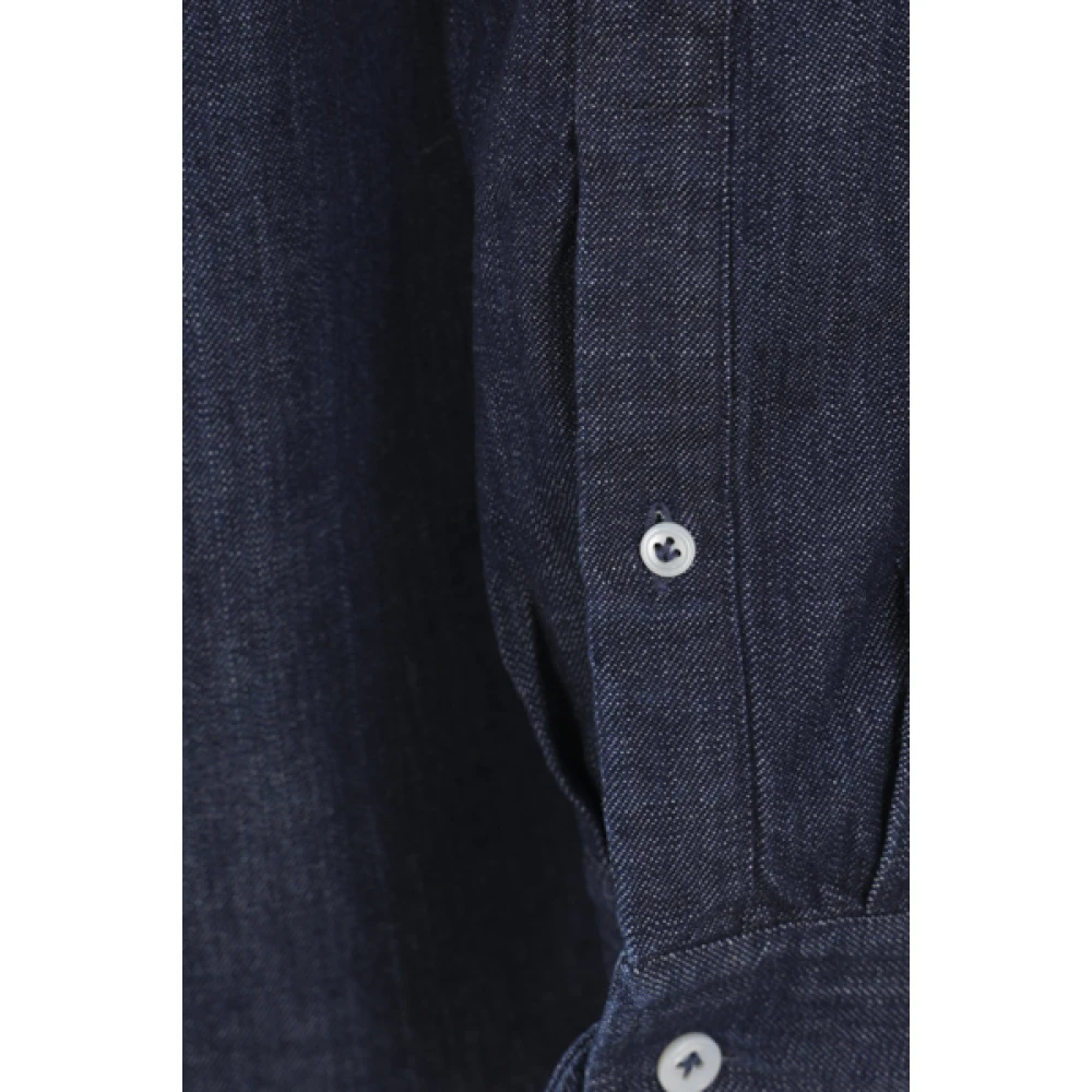 Lardini Blauw Katoen Denim Overhemd Blue Heren