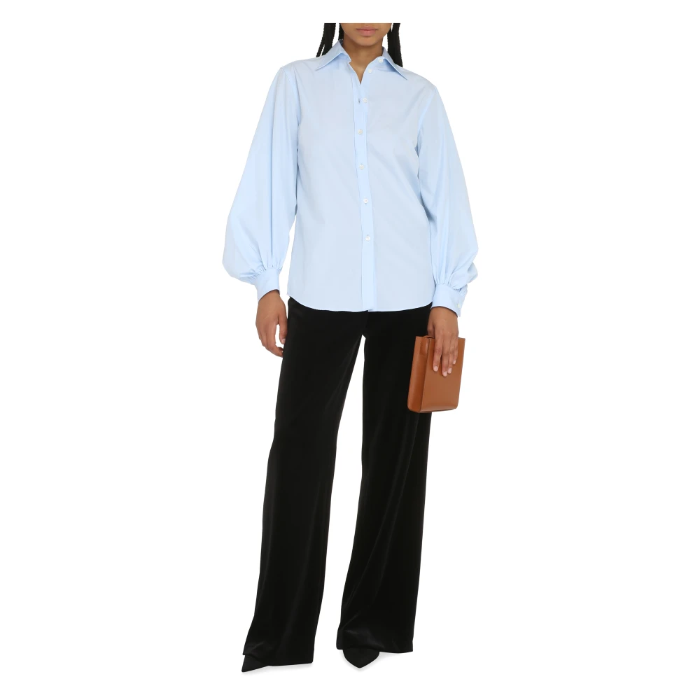 P.a.r.o.s.h. Katoenen Ballonmouw Shirt Blue Dames