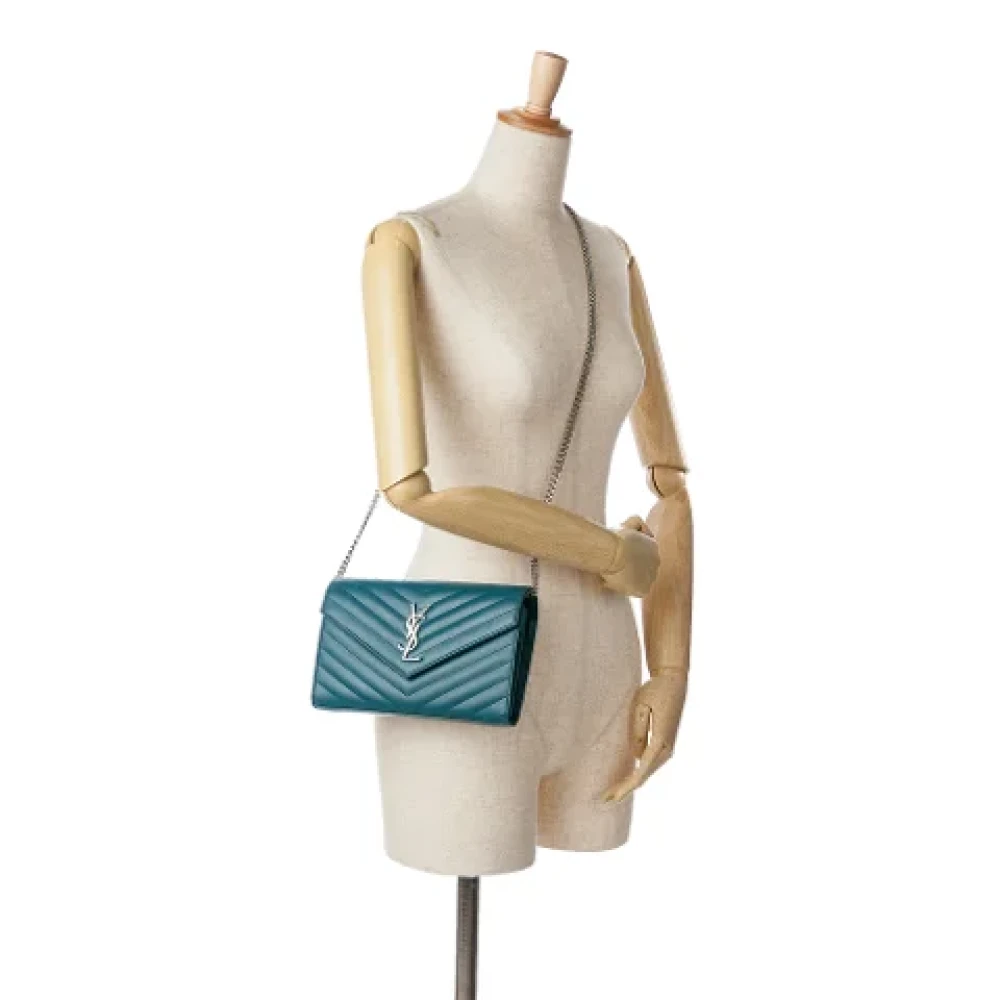 Yves Saint Laurent Vintage Pre-owned Leather shoulder-bags Blue Dames