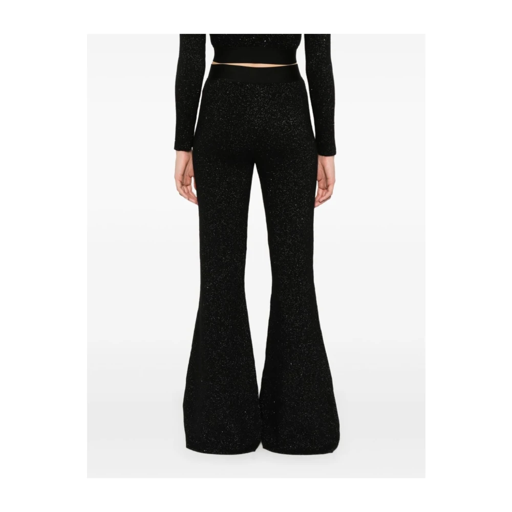 Palm Angels Zwarte Gebreide Flared Broek met Lurex Black Dames