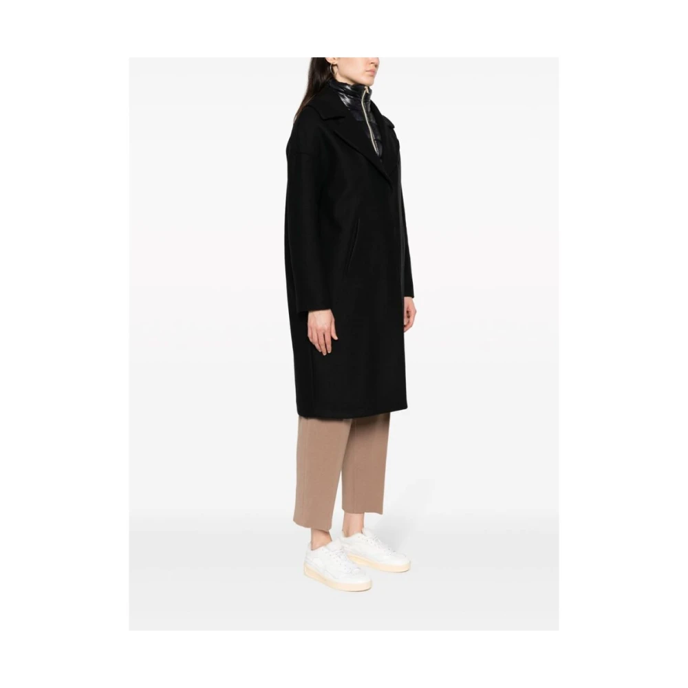 Herno Zwarte wollen mantel Black Dames