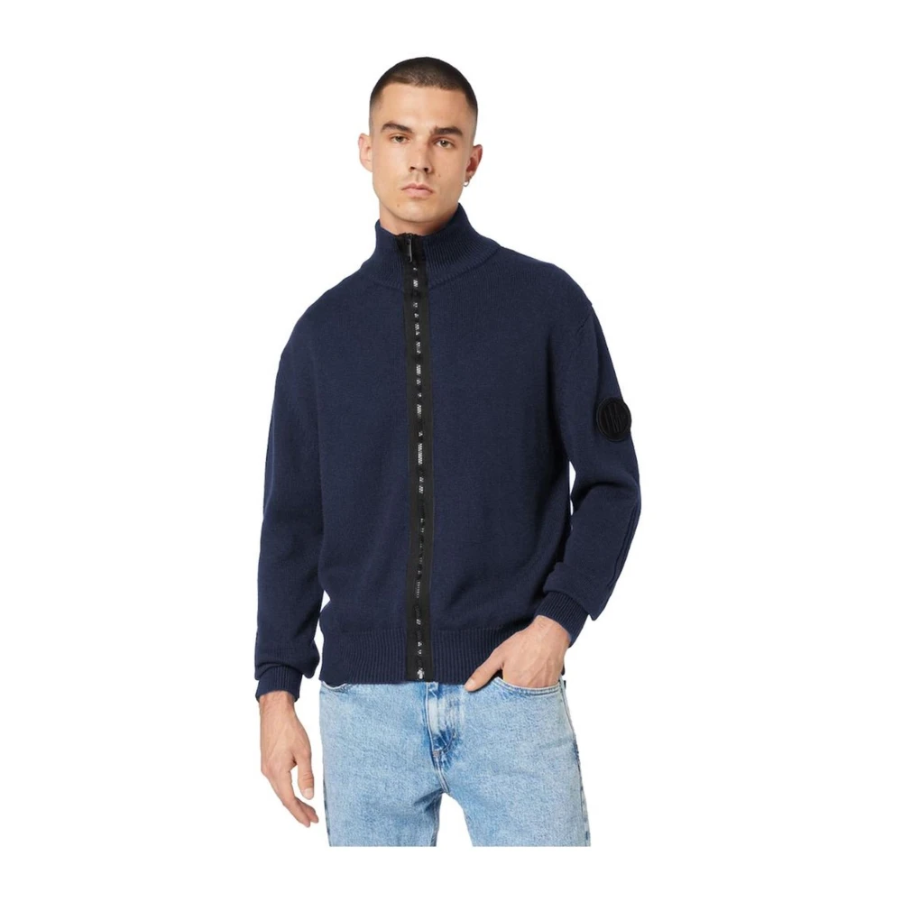 LA MARTINA Blauwe Sweater met Velcro Patch Blue Heren