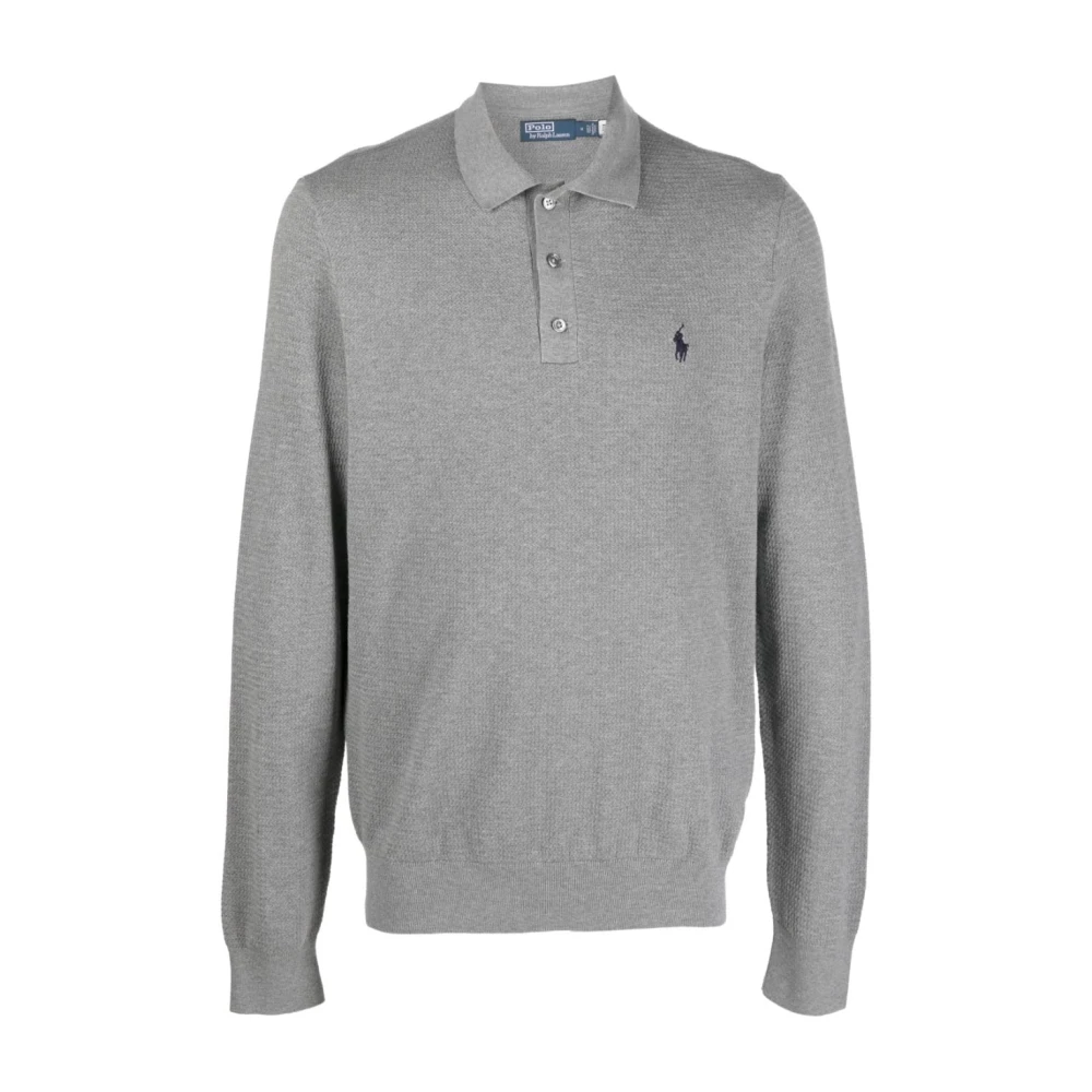 Polo Ralph Lauren Casual Lange Mouw Polo Shirt Grijs Gray Heren