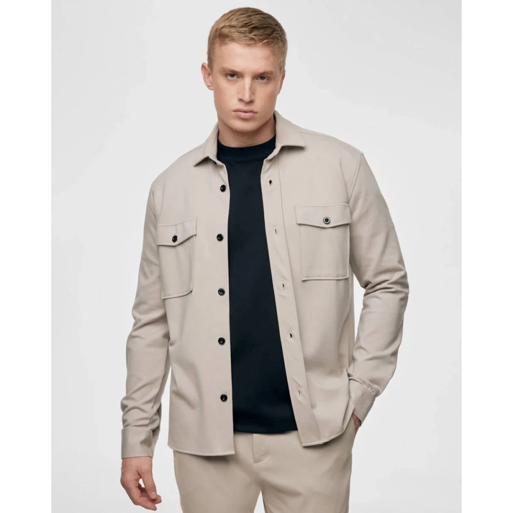 Genti Stijlvolle Overshirt Beige Heren