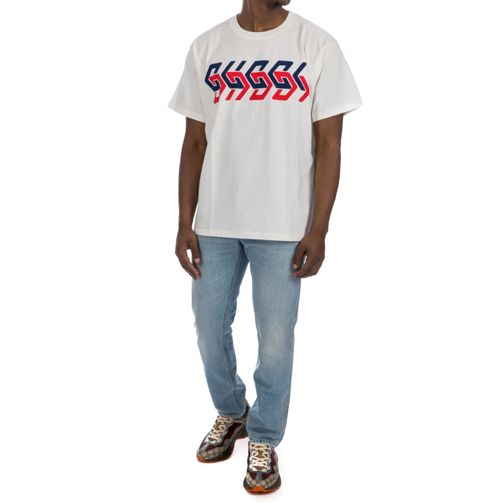 Gucci Bedrukt Logo Oversized Wit T-Shirt White Heren