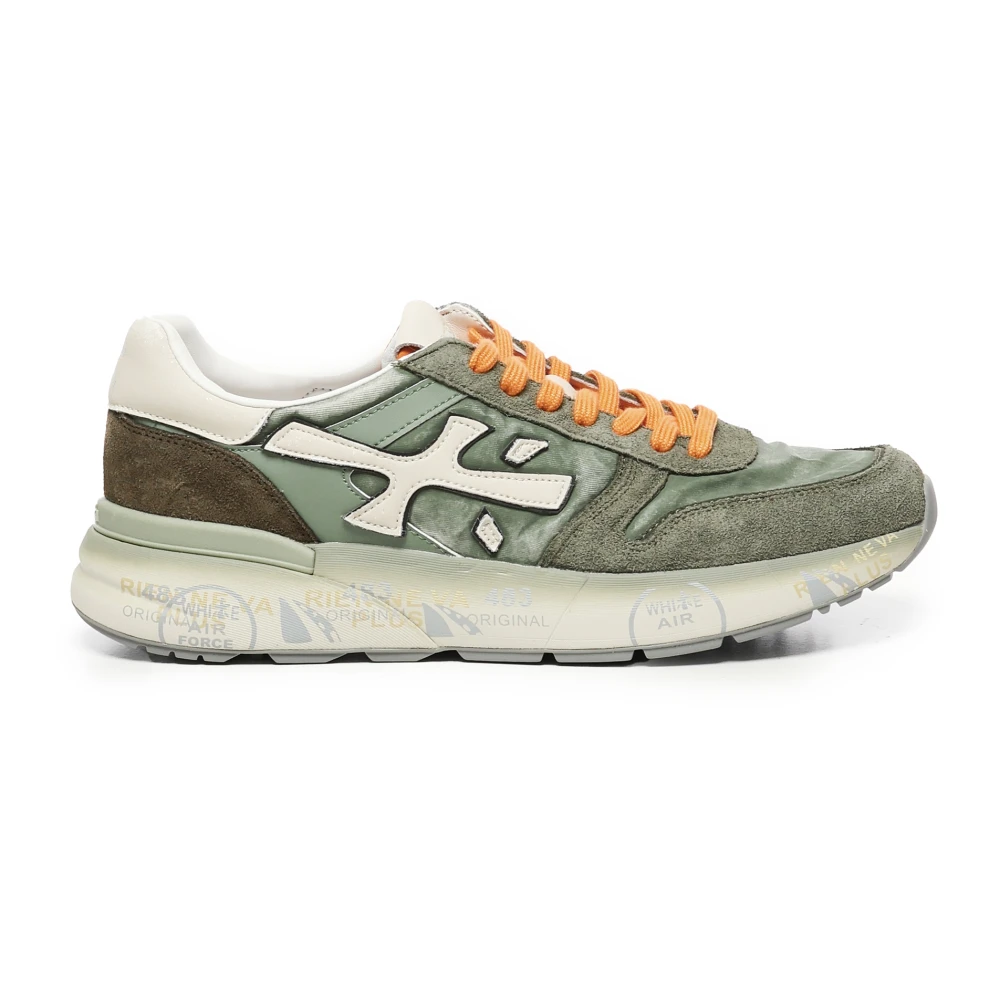 Premiata Groene Sneakers met Suède en Leer Heren Schoenen