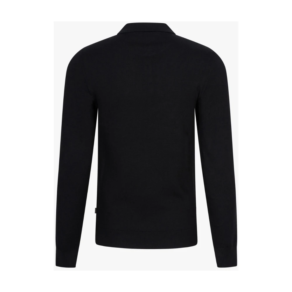 Cavallaro Merino Polo Lange Mouw Zwart Black Heren