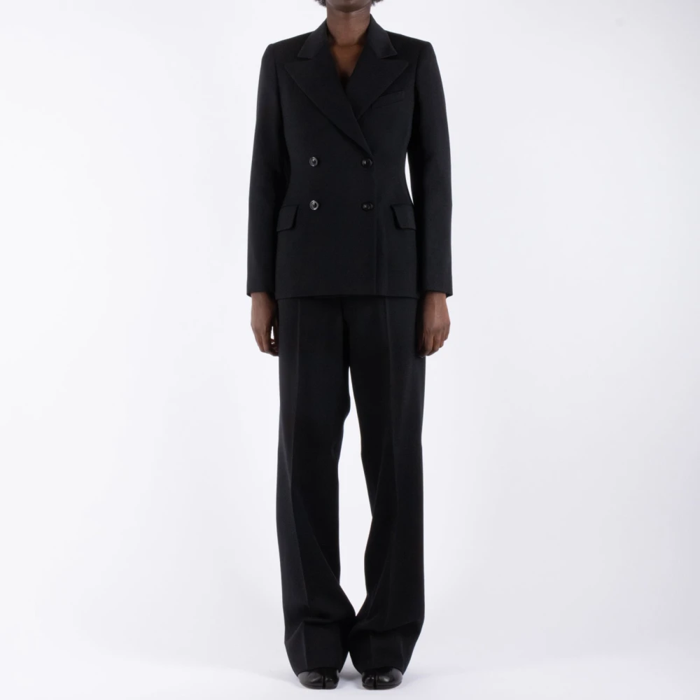 Maison Margiela Zwarte Wollen Jas Black Dames