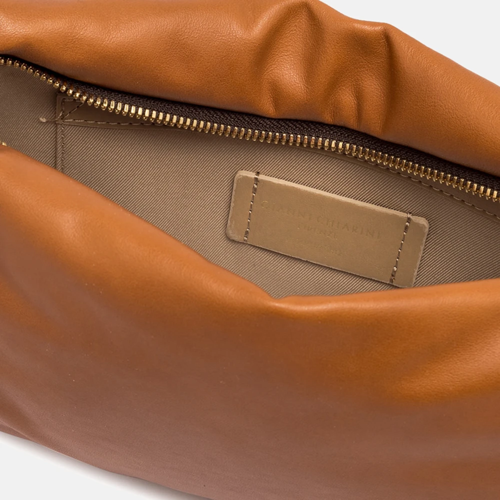 Gianni Chiarini Elegante Leren Bruine Avond Clutch Brown Dames