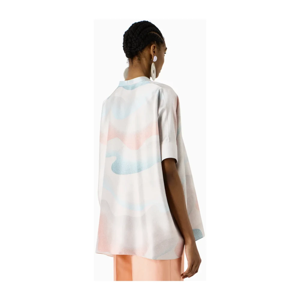 Giorgio Armani Zijden Pastelprint Korte Mouw Overhemd Multicolor Dames