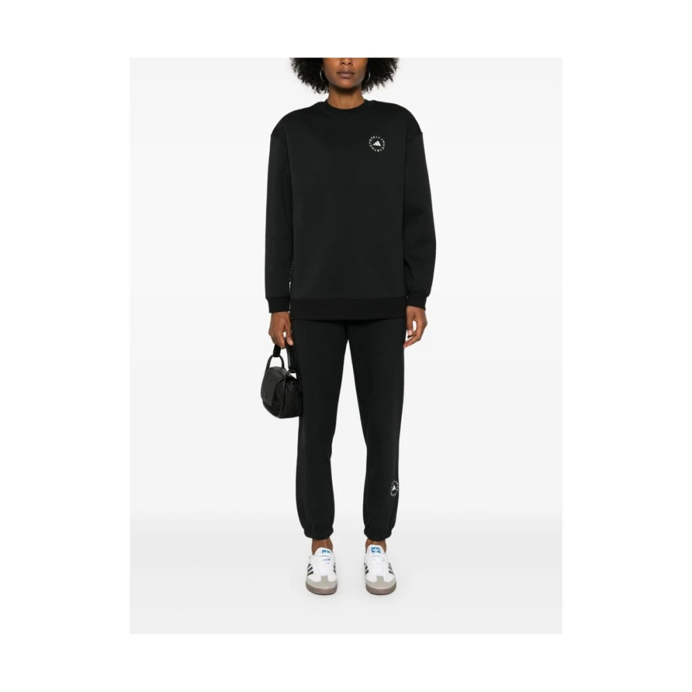 adidas by stella mccartney Zwarte katoenmix logo sweatshirt Black Dames