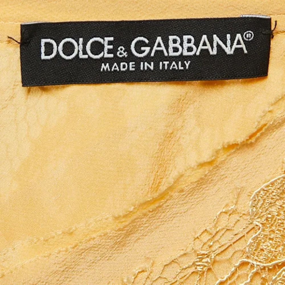 Dolce & Gabbana Pre-owned Lace dresses Yellow Dames