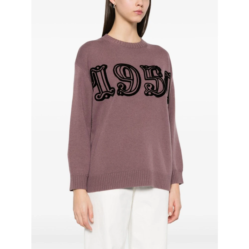 Max Mara Paarse trui met flocked logo Purple Dames