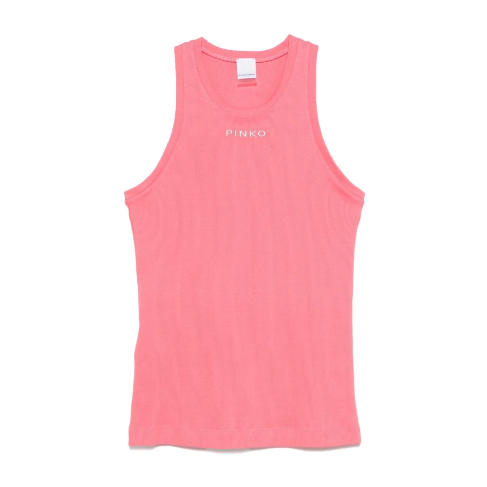 Pinko Blush Pink Mouwloze Logo Top Pink Dames