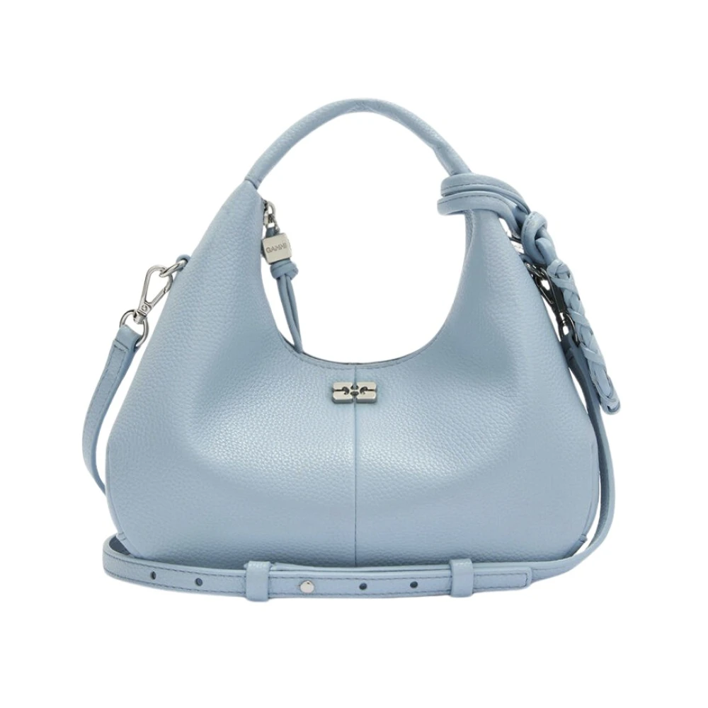 Ganni Hobo Mini Grained - Female - Handbags - Blue - One Size - Bags