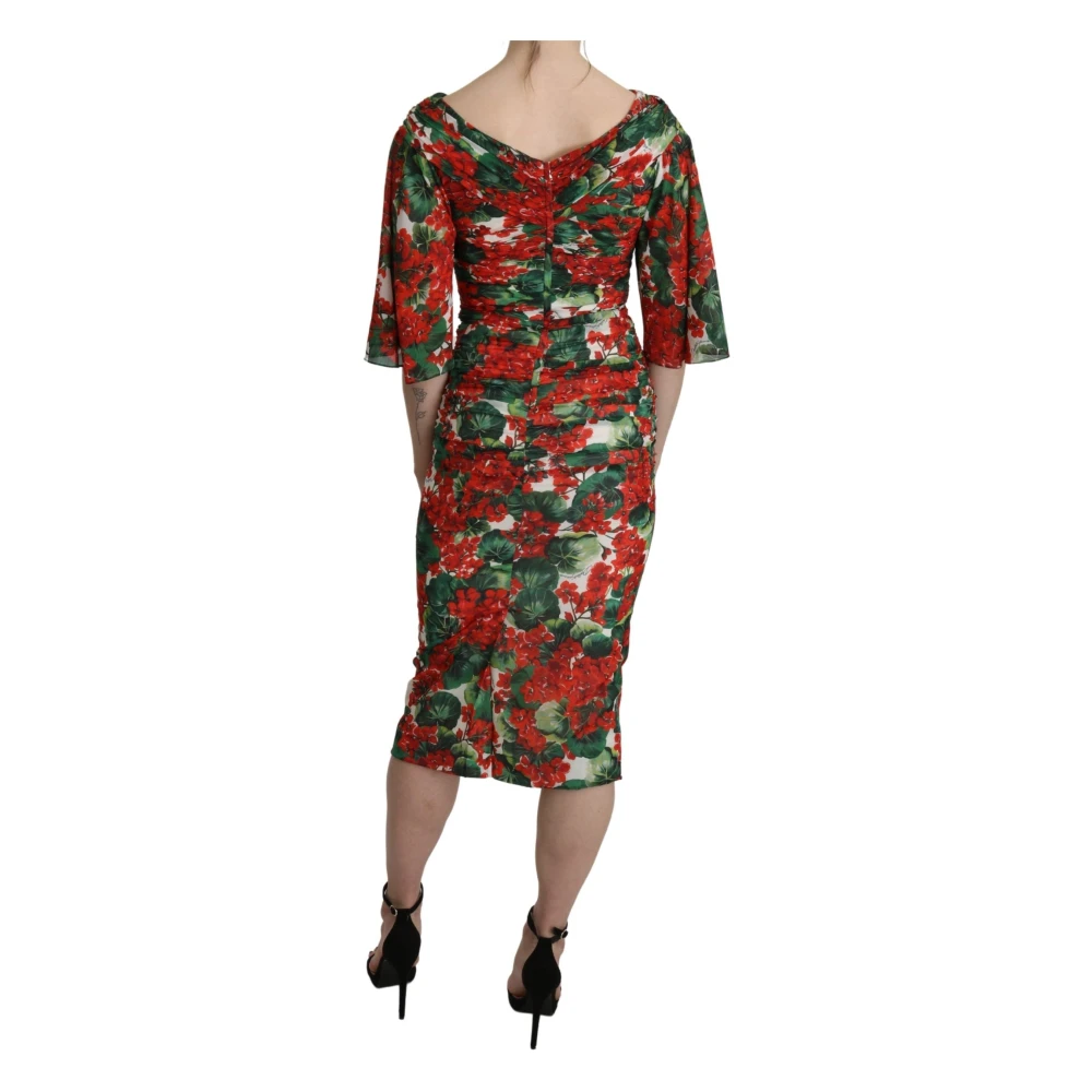 Dolce & Gabbana Bloemrijk Midi Jurk met Multicolor Patroon Multicolor Dames