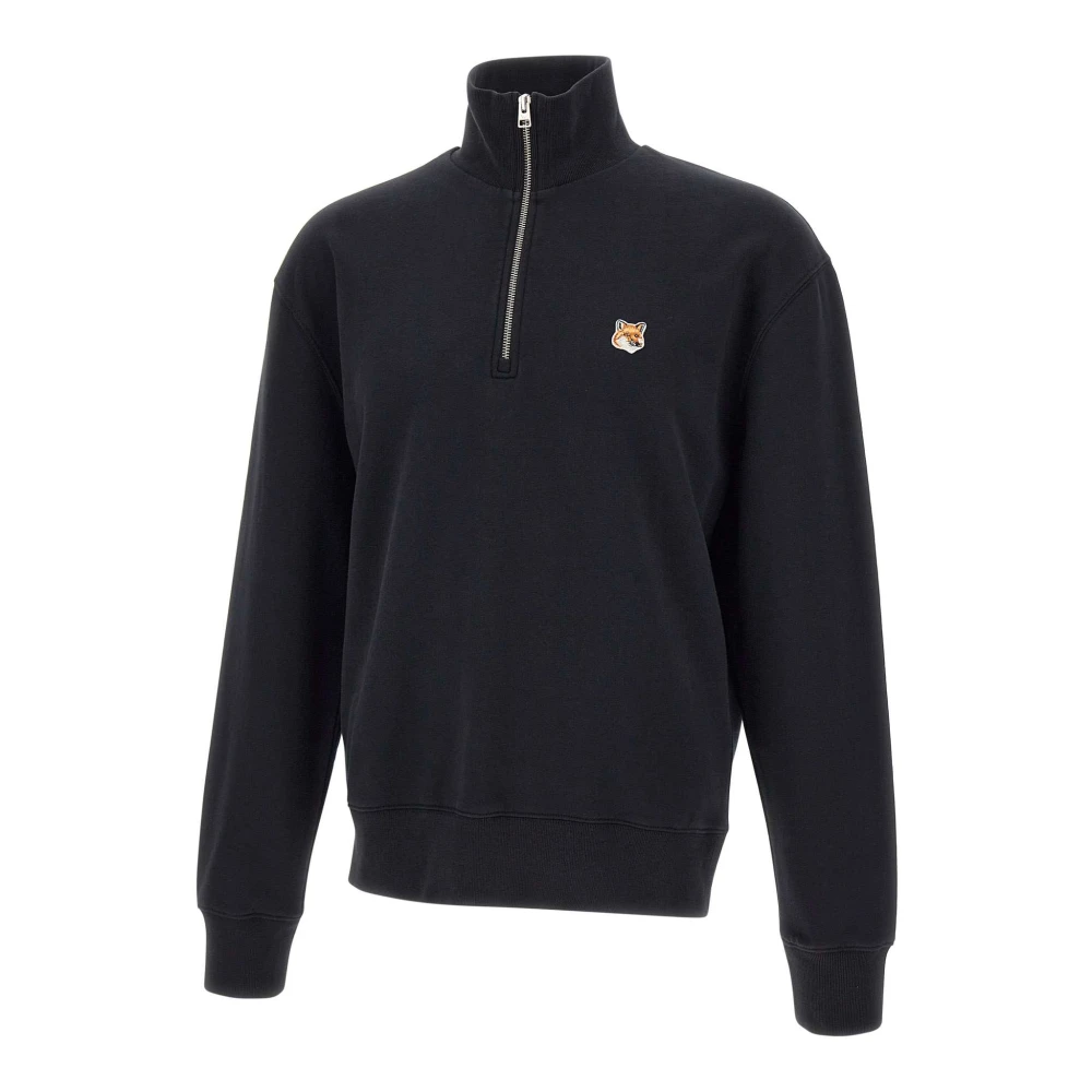 Maison Kitsuné Zwarte Katoenen Sweatshirt met Fox Logo Black Heren